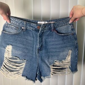 Fashion Nova Ripped Blue Jean Shorts